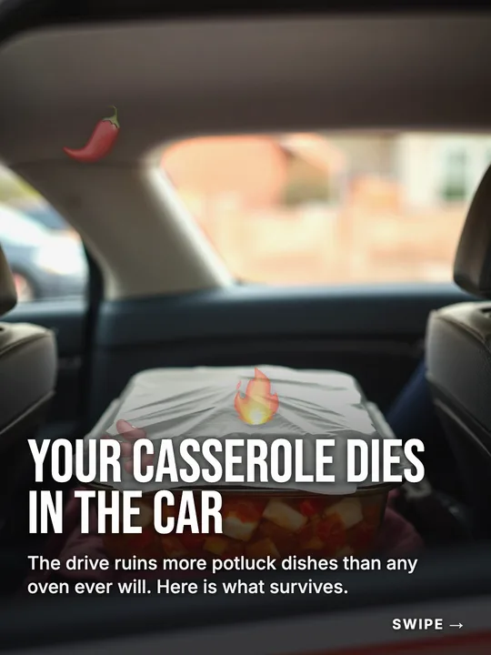Slide: Your casserole dies in the car.