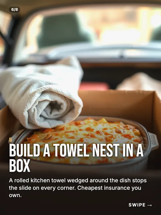 Slide: Build a towel nest in a box.